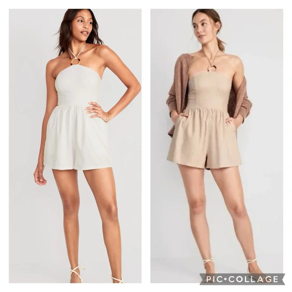NWT Set of 2 Linen Rompers - Picture 1 of 5